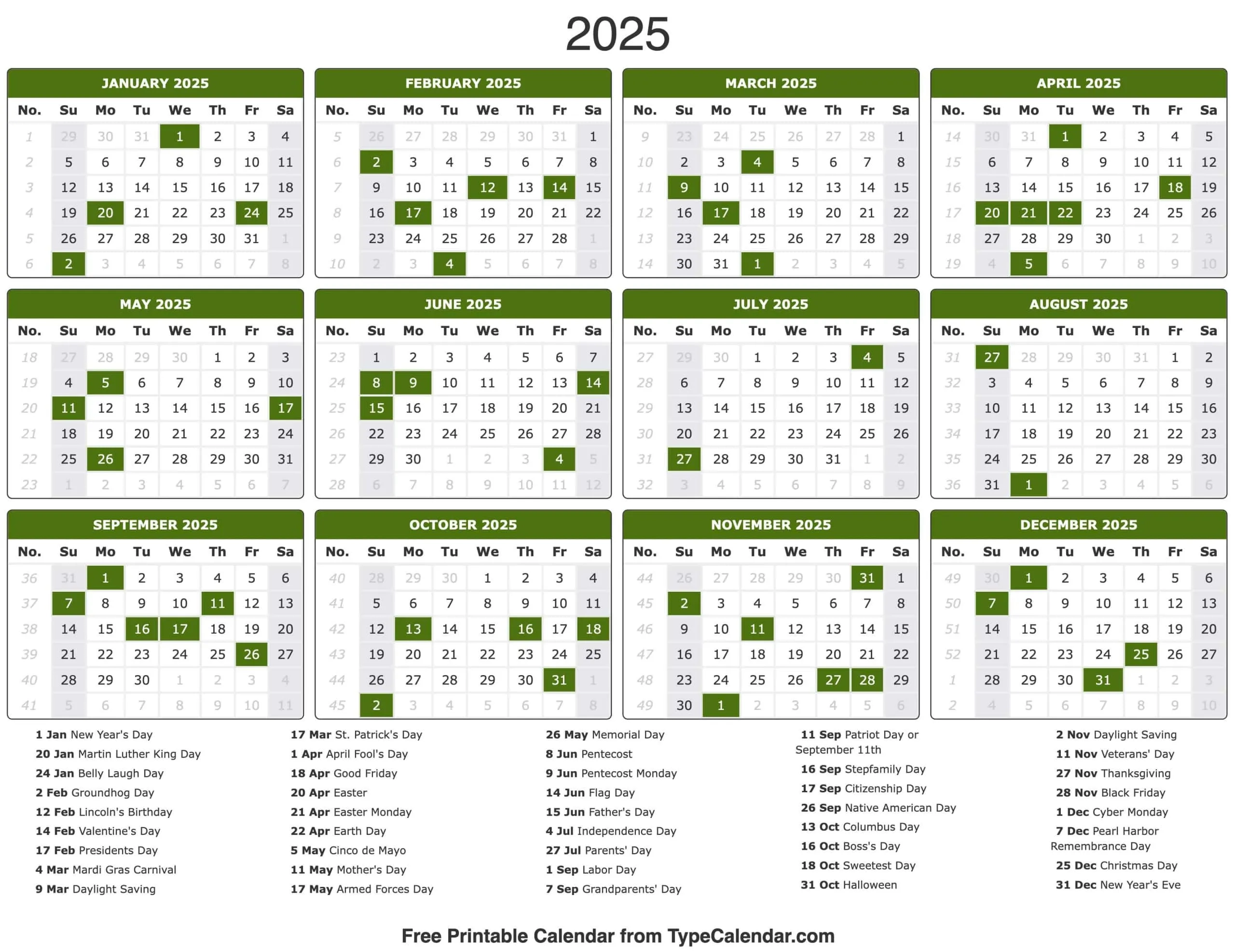 2025 Calendar Printable Calendar 2025 With Holidays 2025 Calendar Printable Calendar 2025 With Holidays
