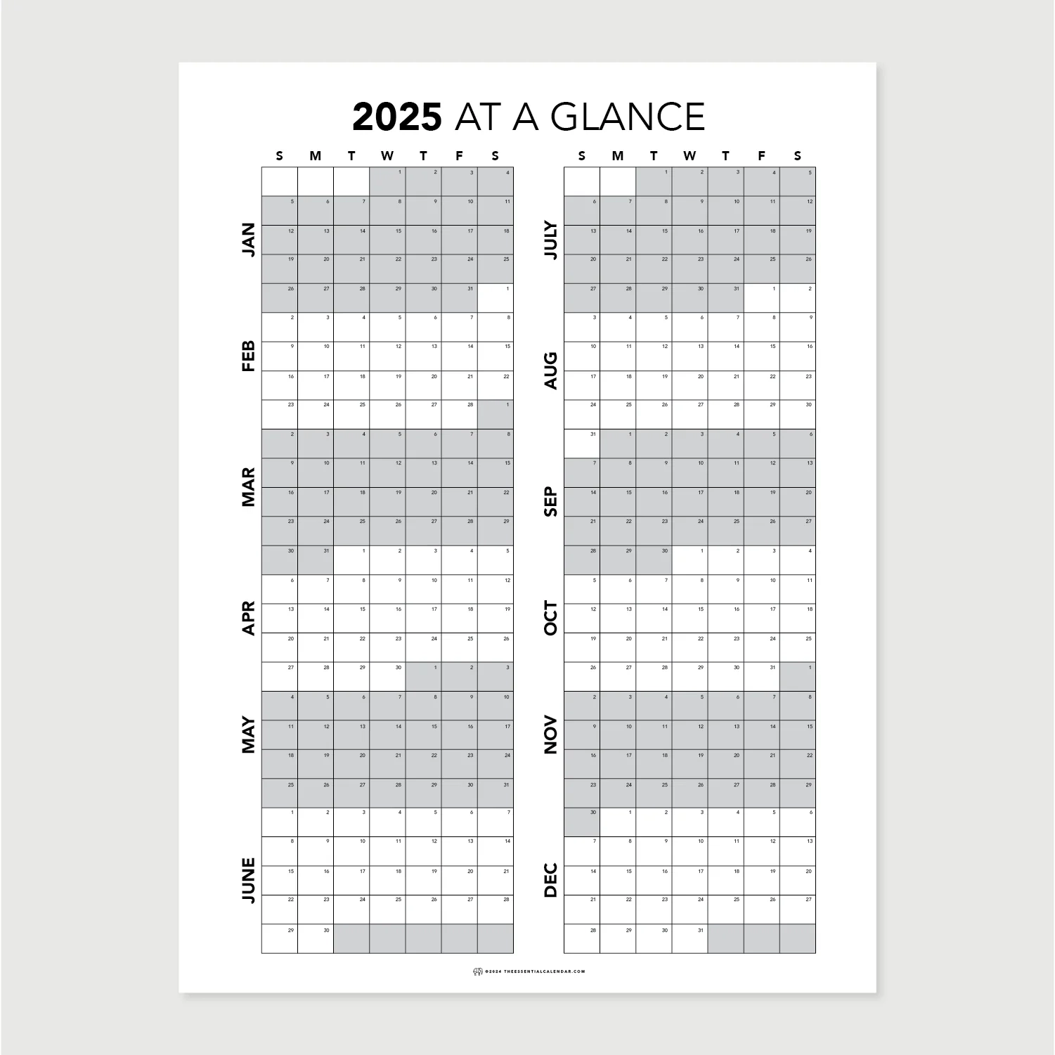 2025 Jan Dec At A Glance Sunday start 2025 Jan Dec At A Glance Sunday start