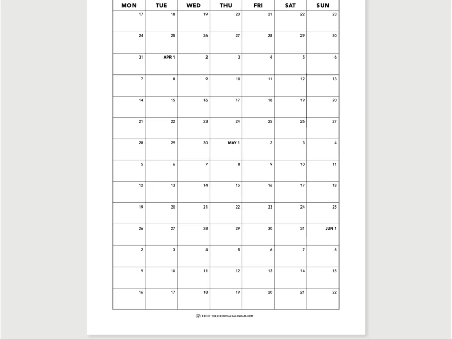 2025 Monday start Annual Calendar The Essential Calendar