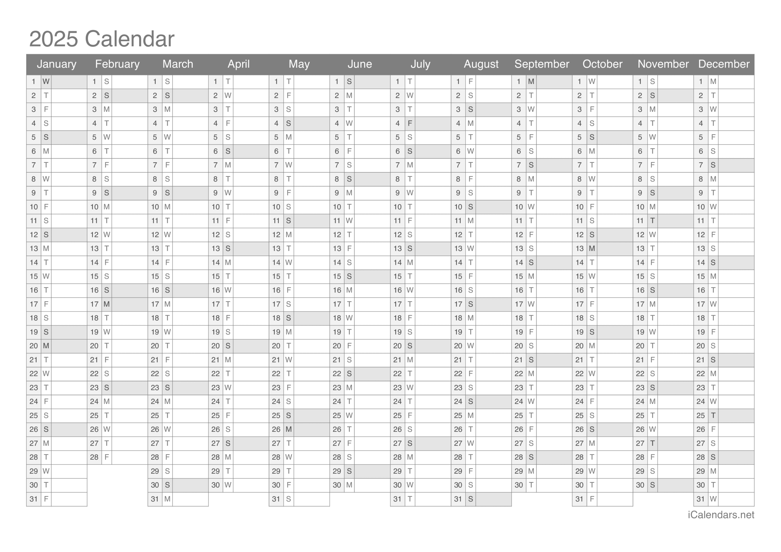 2025 Printable Calendar PDF Or Excel 2025 Printable Calendar PDF Or Excel