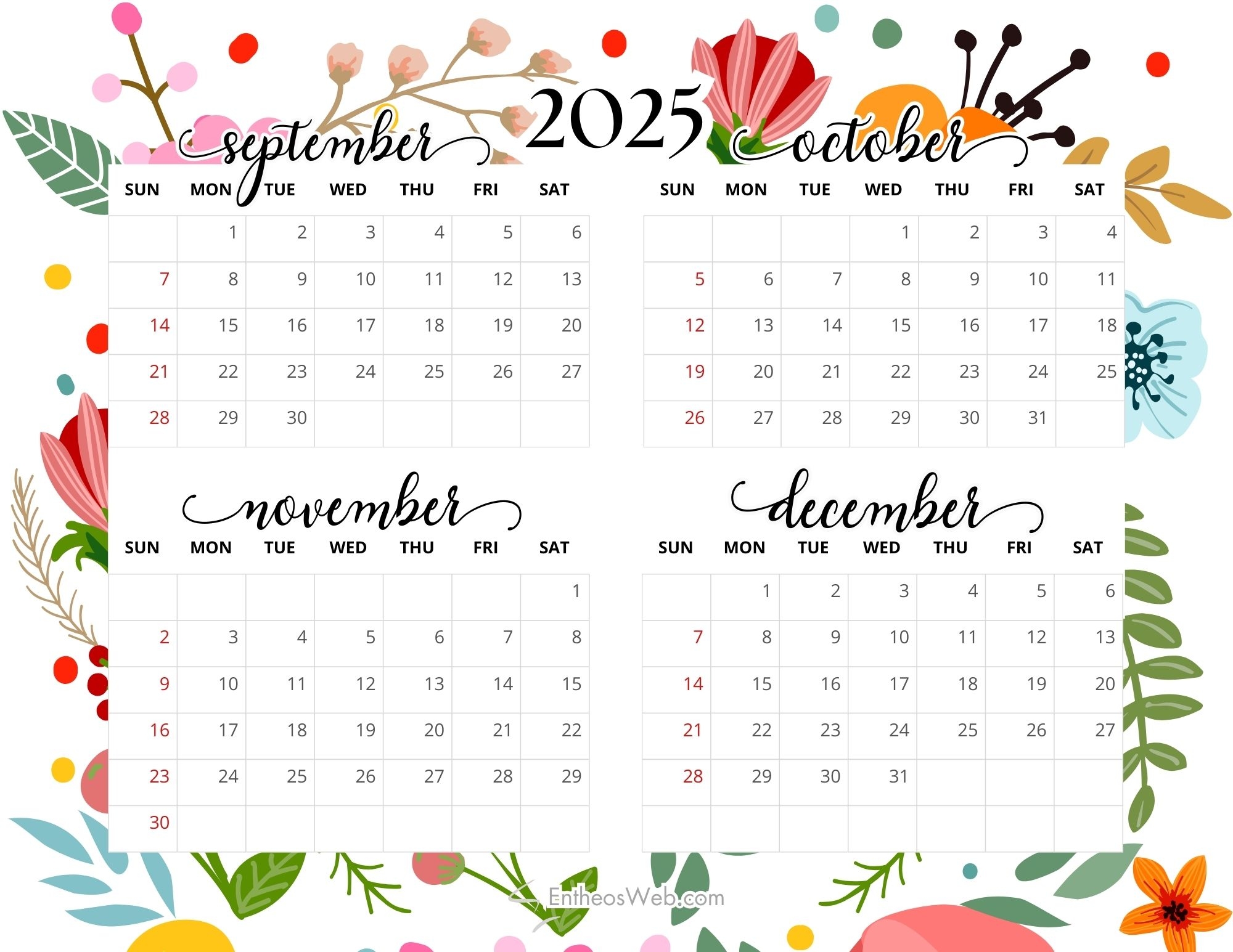 4 Month Printable Calendars September October November And December 2025 EntheosWeb 4 Month Printable Calendars September October November And December 2025 EntheosWeb