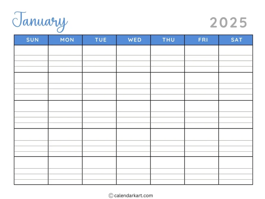 40 Printable January 2025 Calendars Free Pdf Calendarkart