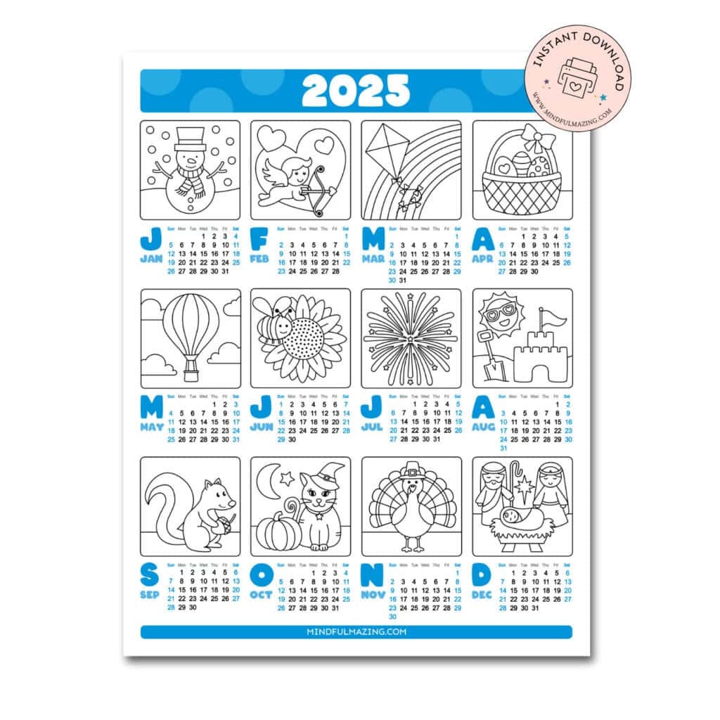 Blank Printable Coloring Calendar 2025 Blank Printable Coloring Calendar 2025