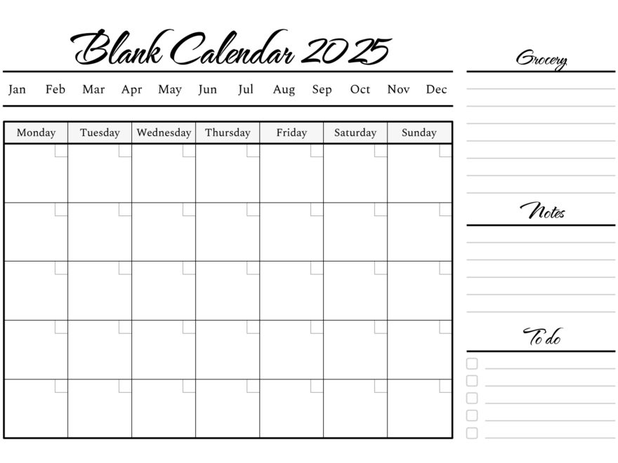 Blank Calendar Template 2025 Free Google Docs Template Gdoc io