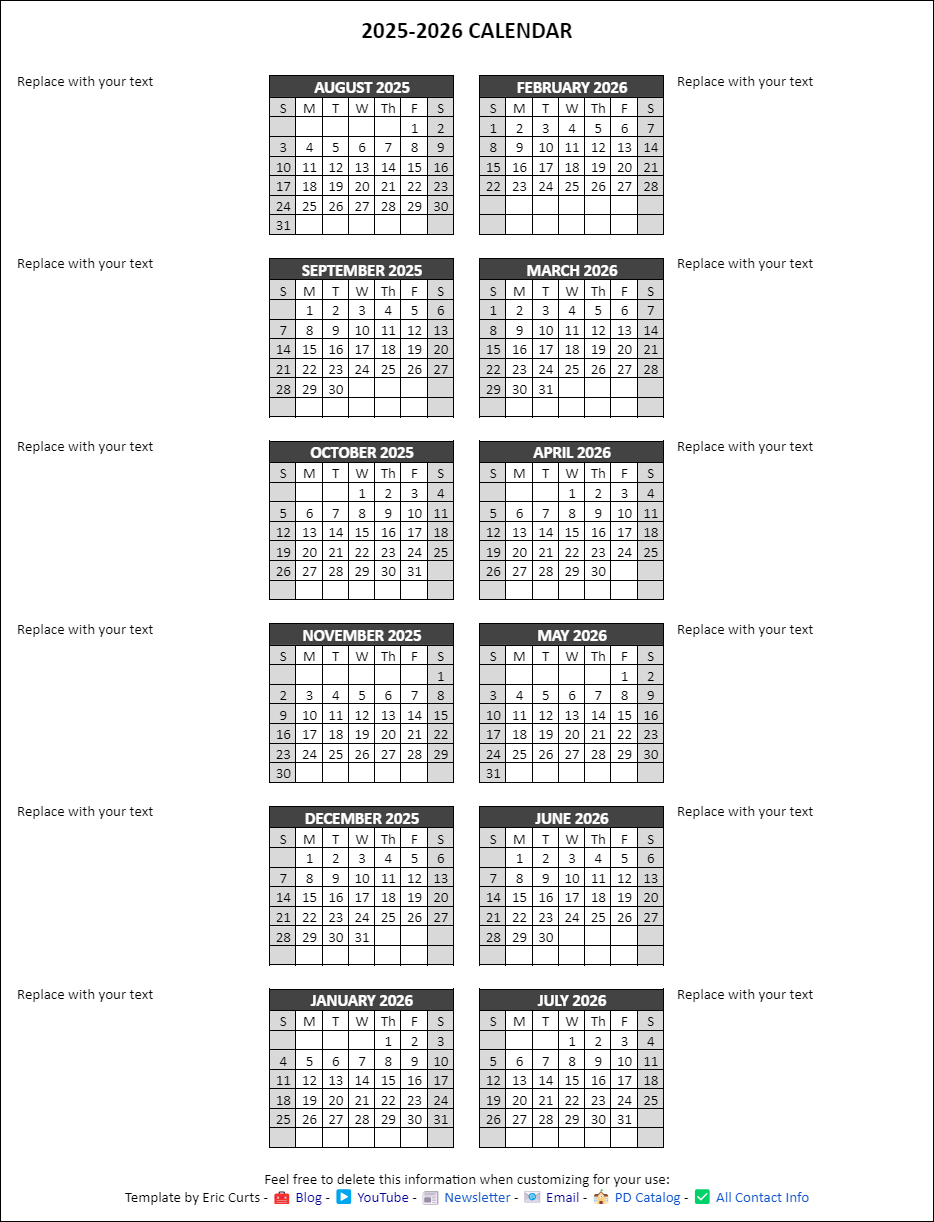 Printable 2025 Academic Calendar Blank Printable 2025 Academic Calendar Blank