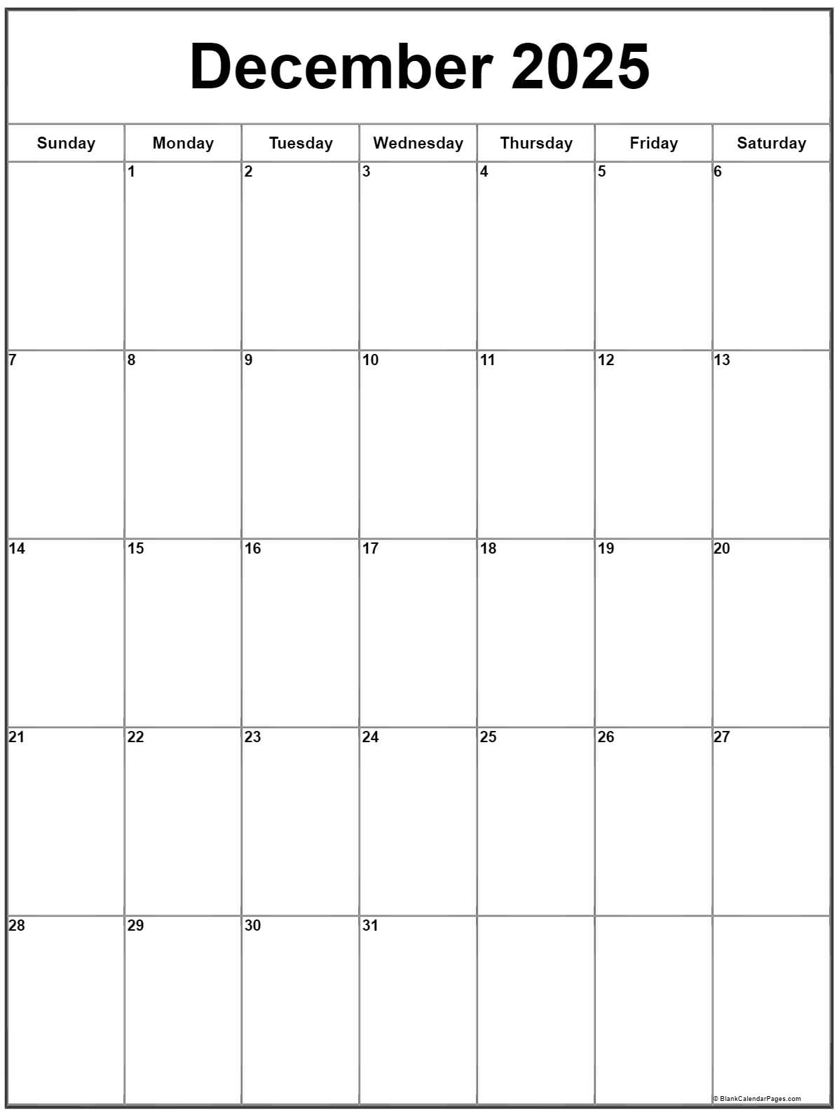 December 2025 Vertical Calendar Portrait December 2025 Vertical Calendar Portrait