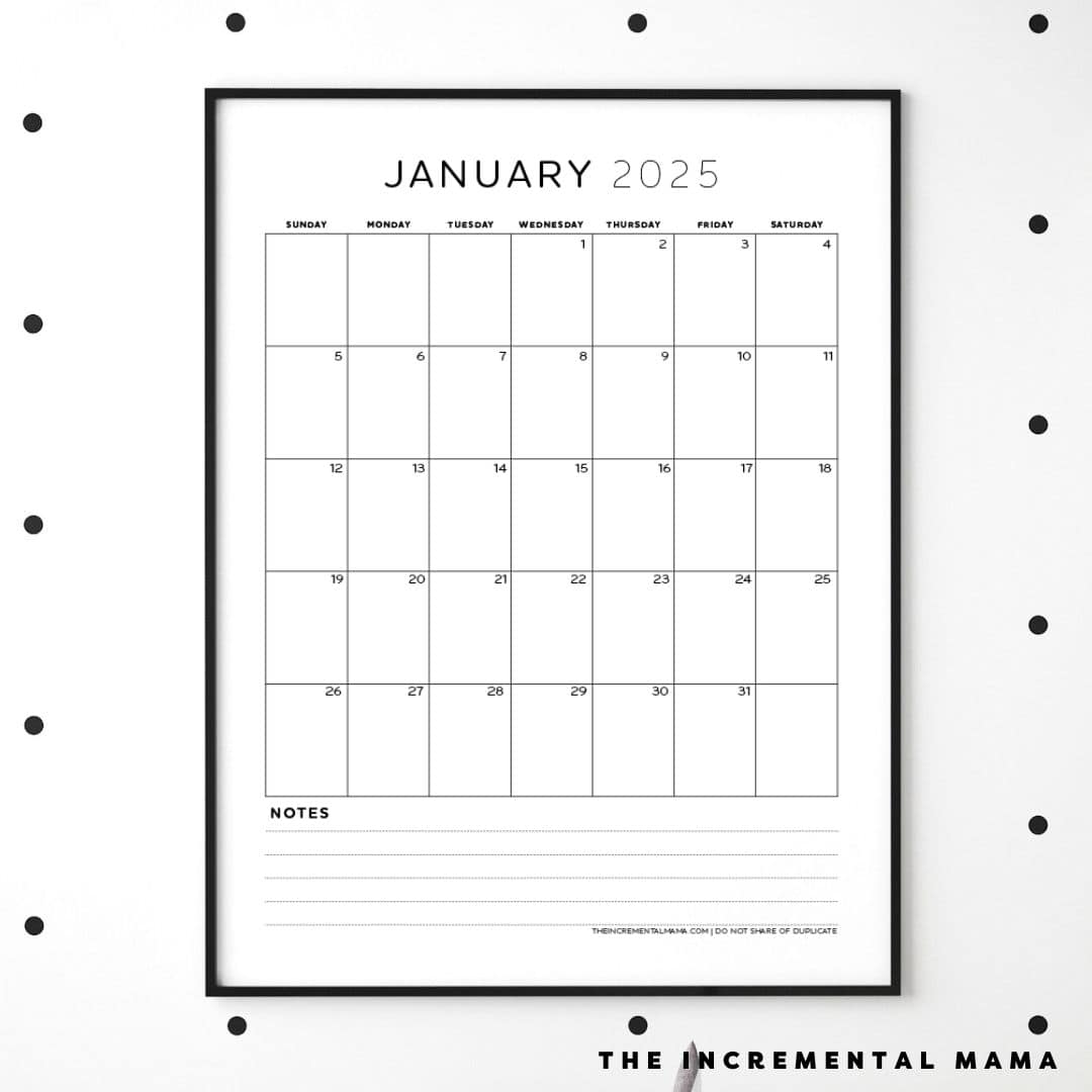 Free 2025 Monthly Calendar PDF Printable With Lined Section The Incremental Mama Free 2025 Monthly Calendar PDF Printable With Lined Section The Incremental Mama