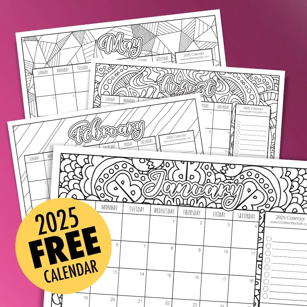 Free 2025 Printable Coloring Calendar By Sarah Renae Clark Free 2025 Printable Coloring Calendar By Sarah Renae Clark