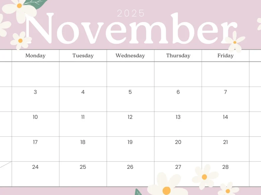 Free And Printable November 2025 Calendar Templates Canva