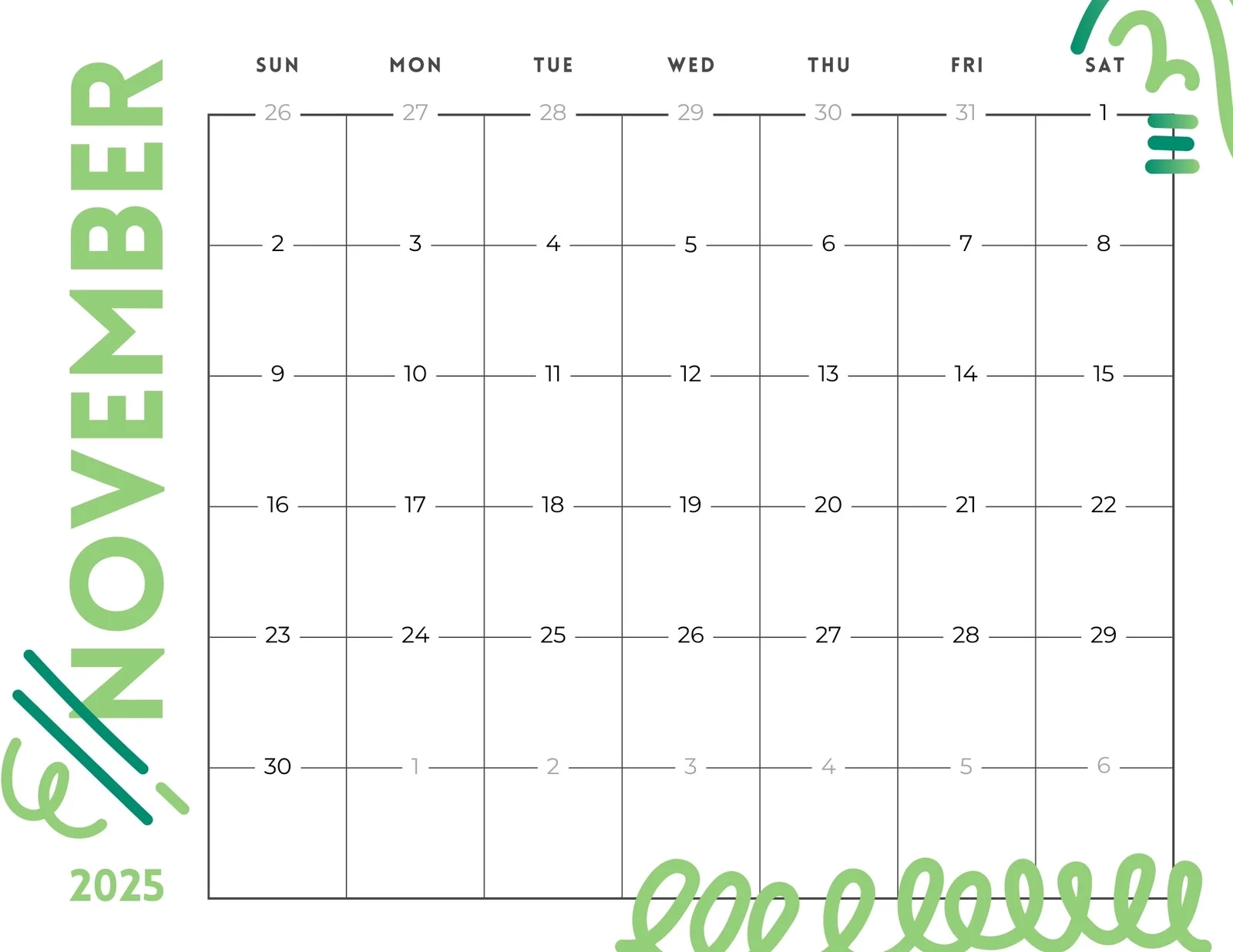 Free And Printable November 2025 Calendar Templates Canva Free And Printable November 2025 Calendar Templates Canva