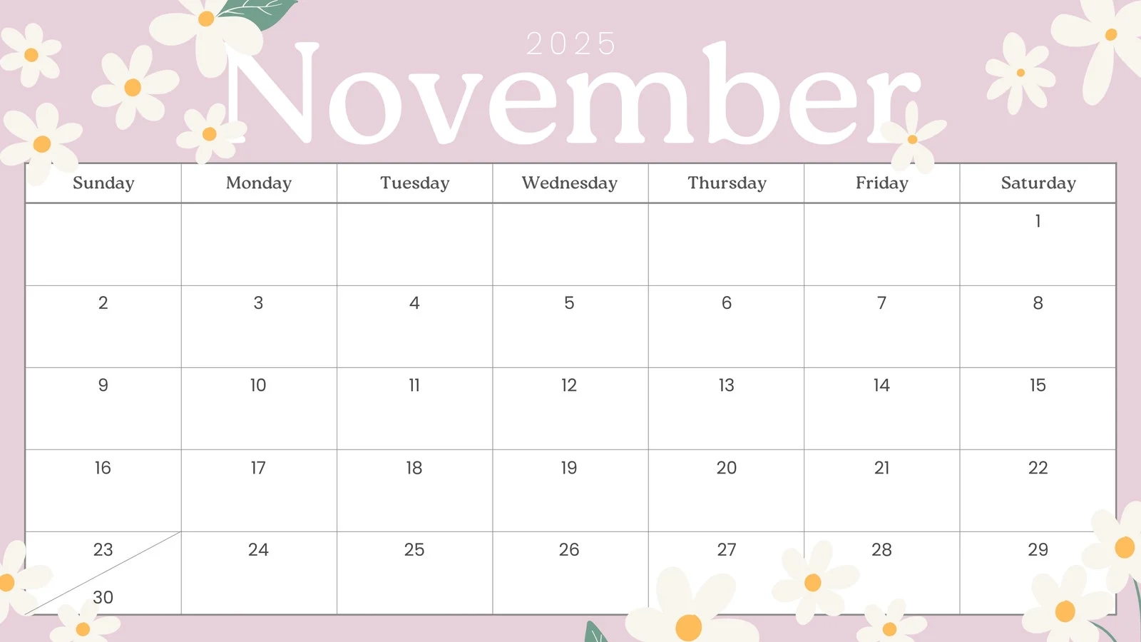 Print Blank November Calendar 2025 Print Blank November Calendar 2025