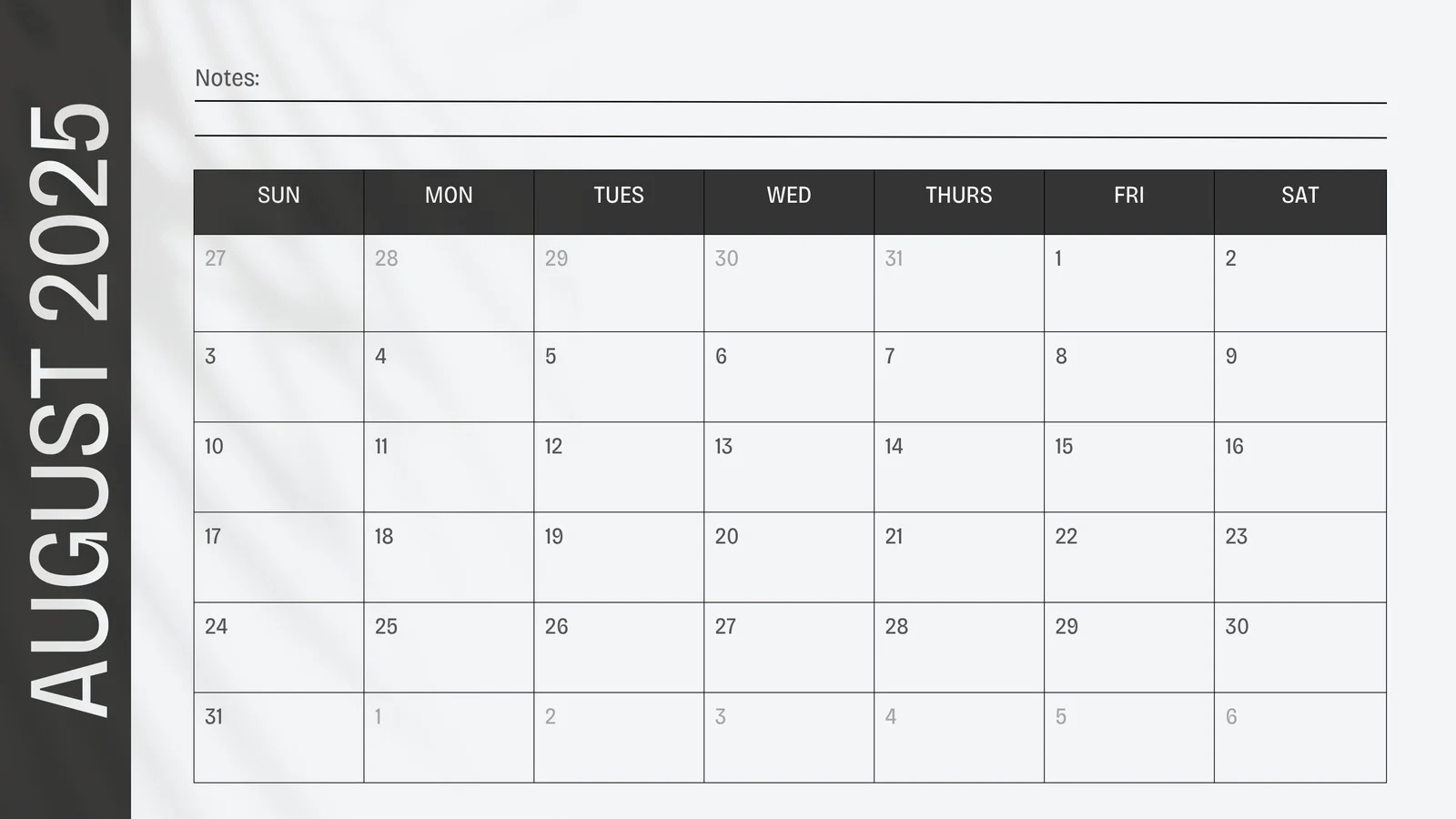 Nice Blank Calendar For August 2025 Nice Blank Calendar For August 2025