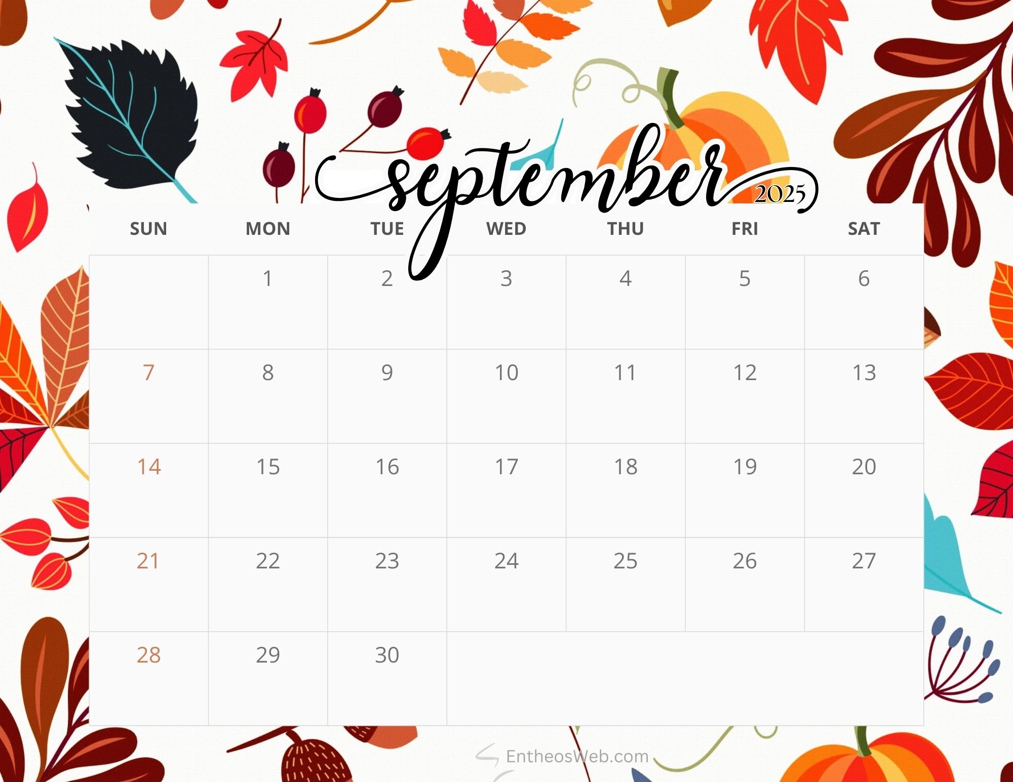 Free Printable September 2025 Calendars EntheosWeb Free Printable September 2025 Calendars EntheosWeb