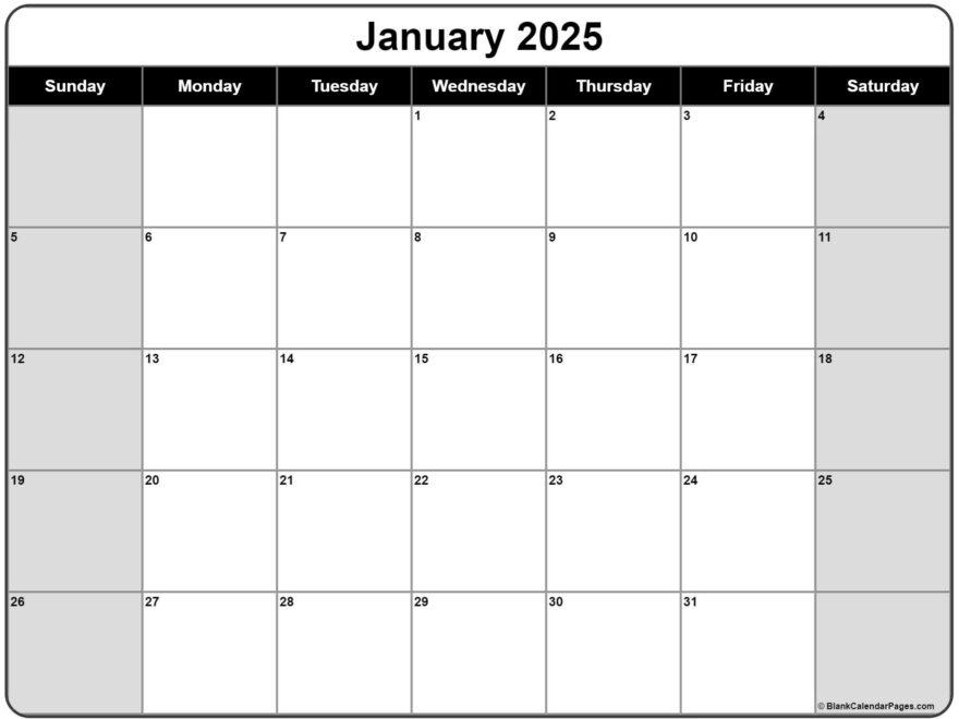 January 2025 Calendar Free Printable Calendars