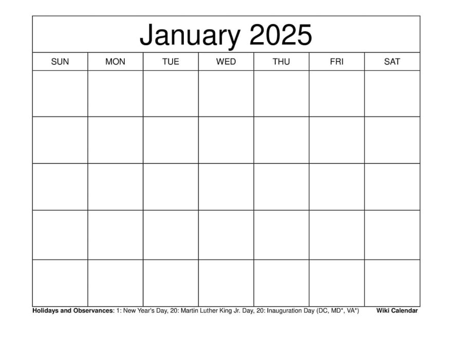 January 2025 Calendar Printable Templates More