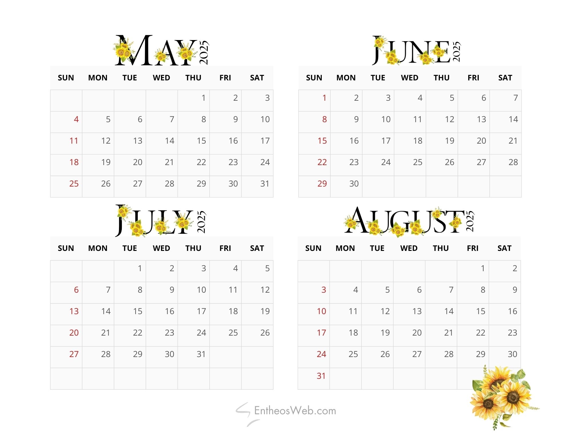 May June July August 4 Month Calendar EntheosWeb May June July August 4 Month Calendar EntheosWeb