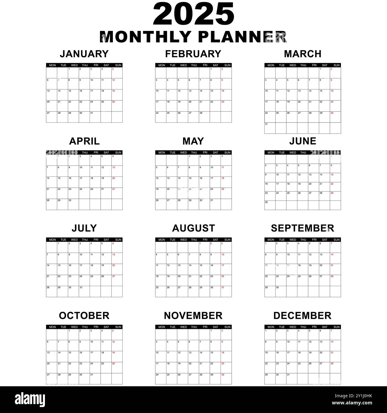 Monthly Calendar Template For 2025 Year Wall Calendar In A Minimalist Style Week Starts On Monday Planner For 2025 Year Simple Set Calendar 2025 Stock Vector Image Art Alamy Monthly Calendar Template For 2025 Year Wall Calendar In A Minimalist Style Week Starts On Monday Planner For 2025 Year Simple Set Calendar 2025 Stock Vector Image Art Alamy