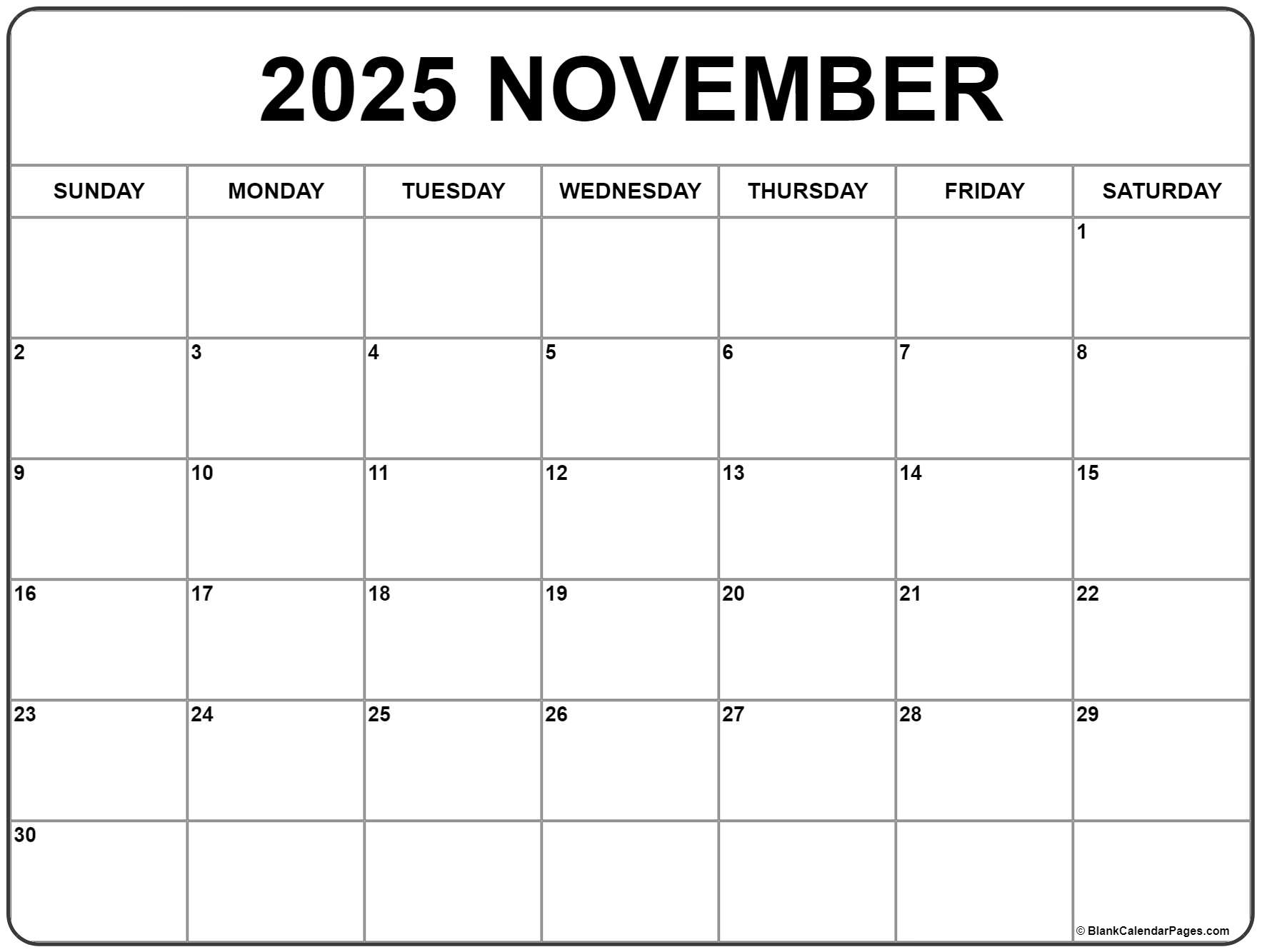 November 2025 Calendar Free Printable Calendars November 2025 Calendar Free Printable Calendars