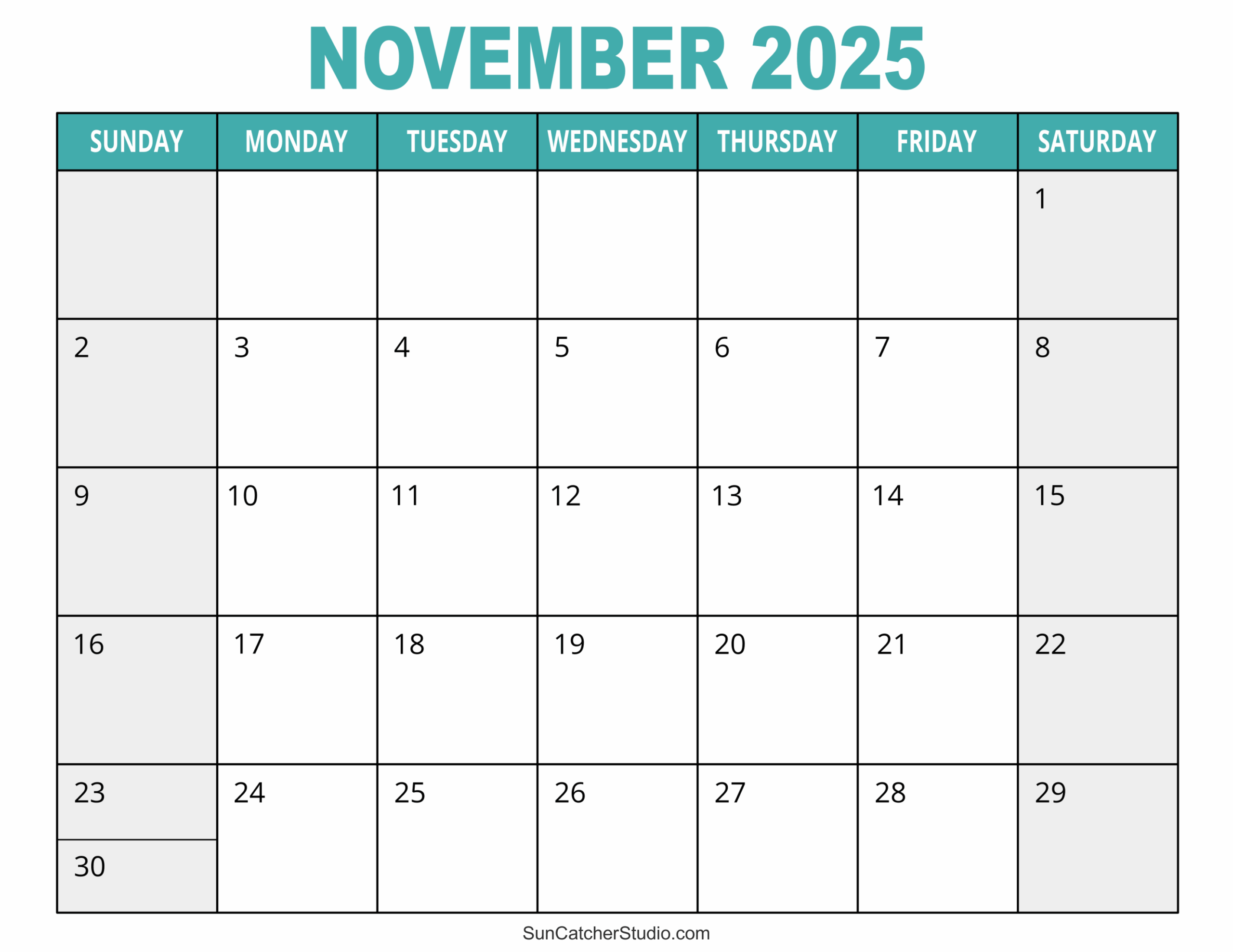 Free 2025 Blank November Calendar Color Free 2025 Blank November Calendar Color