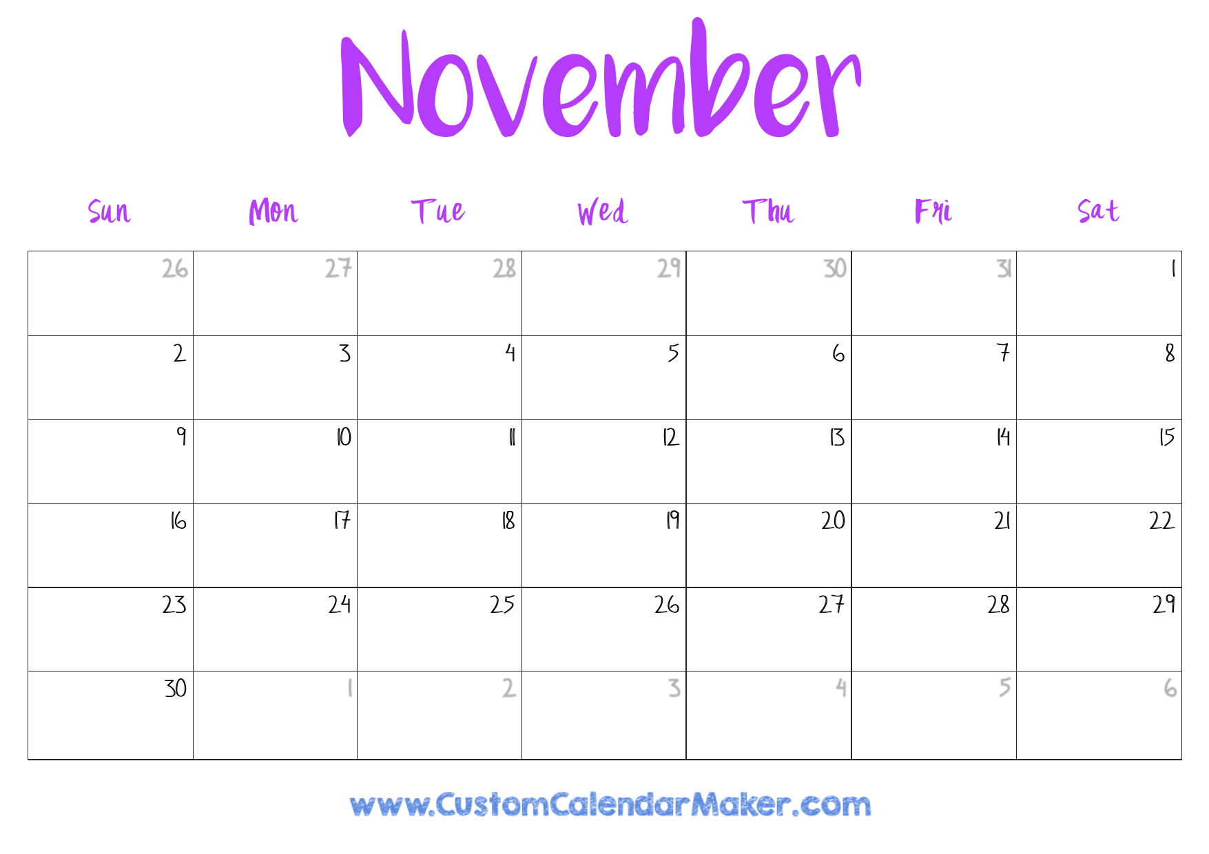 Blank November 2025 Monthly Calendar Blank November 2025 Monthly Calendar