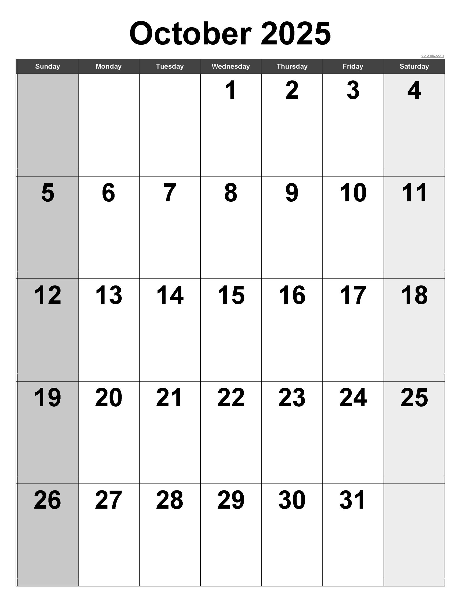 October 2025 Calendar Free Printable PDF XLS And PNG October 2025 Calendar Free Printable PDF XLS And PNG