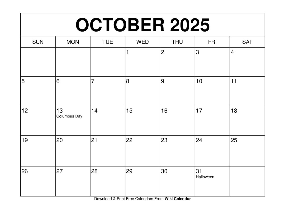 October 2025 Calendar Printable Templates More October 2025 Calendar Printable Templates More