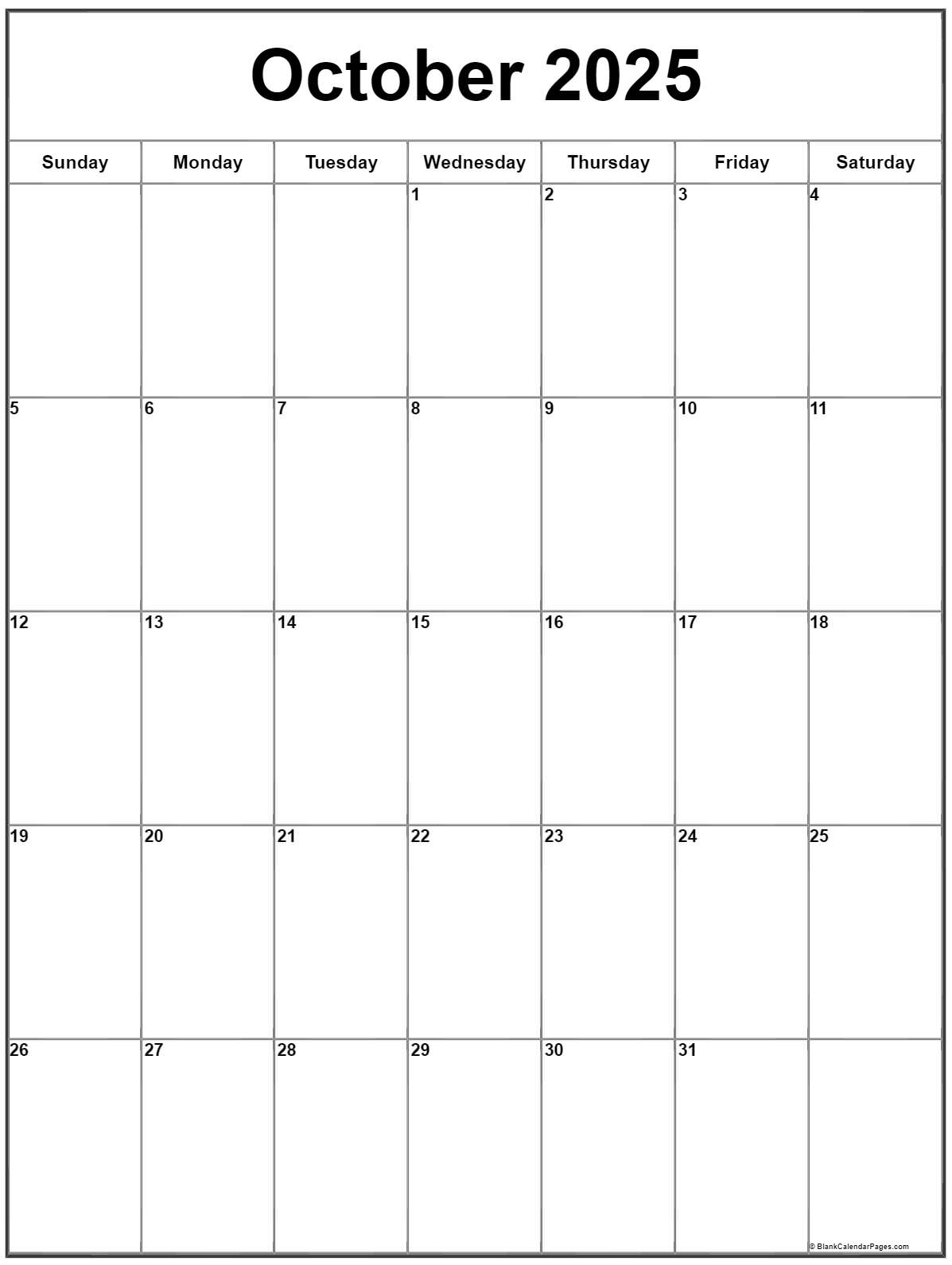October 2025 Vertical Calendar Portrait October 2025 Vertical Calendar Portrait
