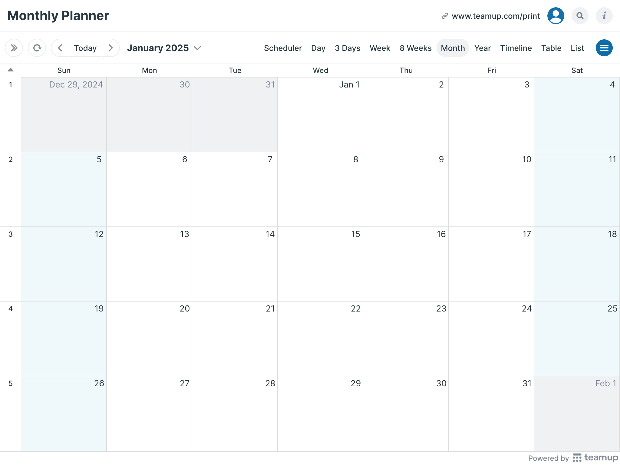 Printable Calendars Teamup Printable Calendars Teamup