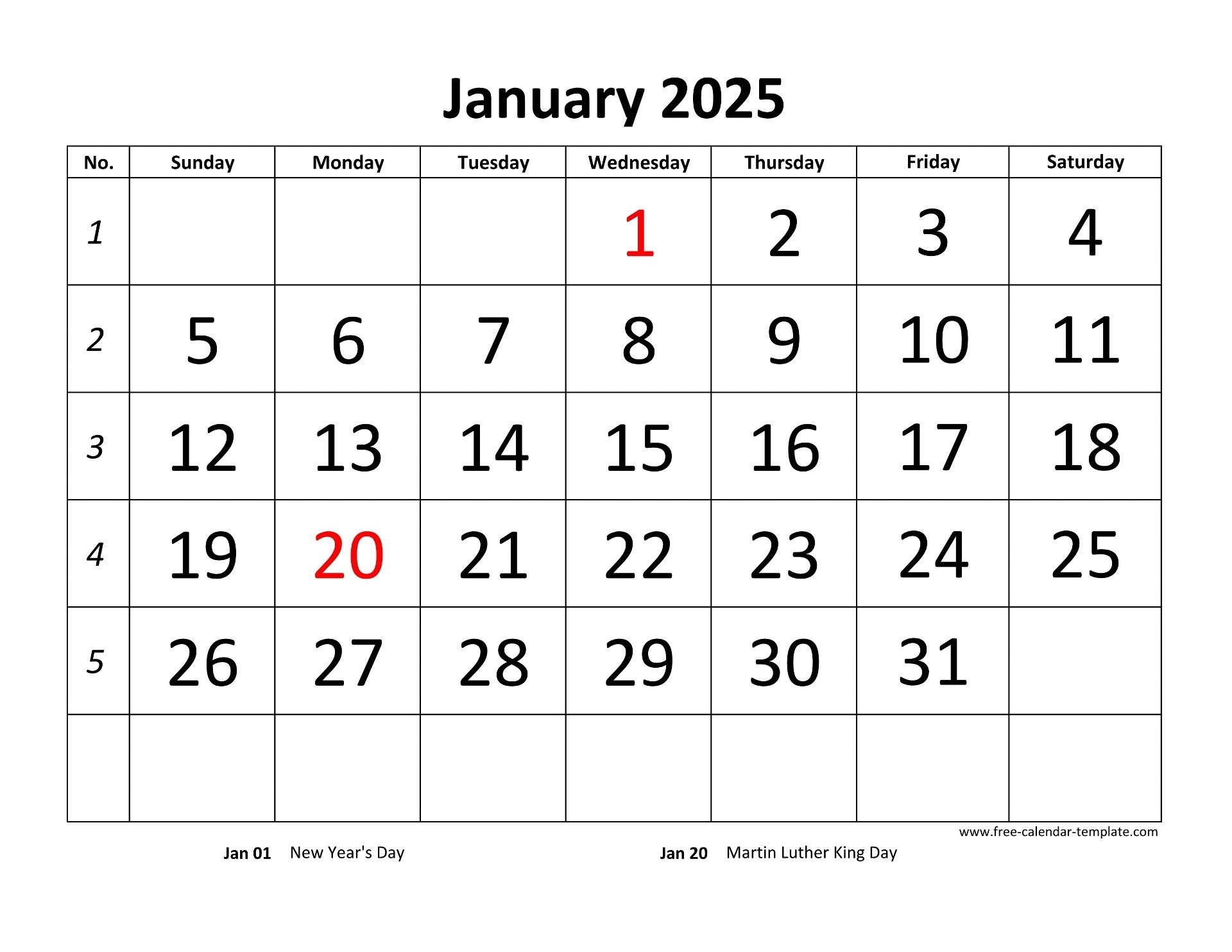 Monthly Blank Calendar 2025 Editable Monthly Blank Calendar 2025 Editable