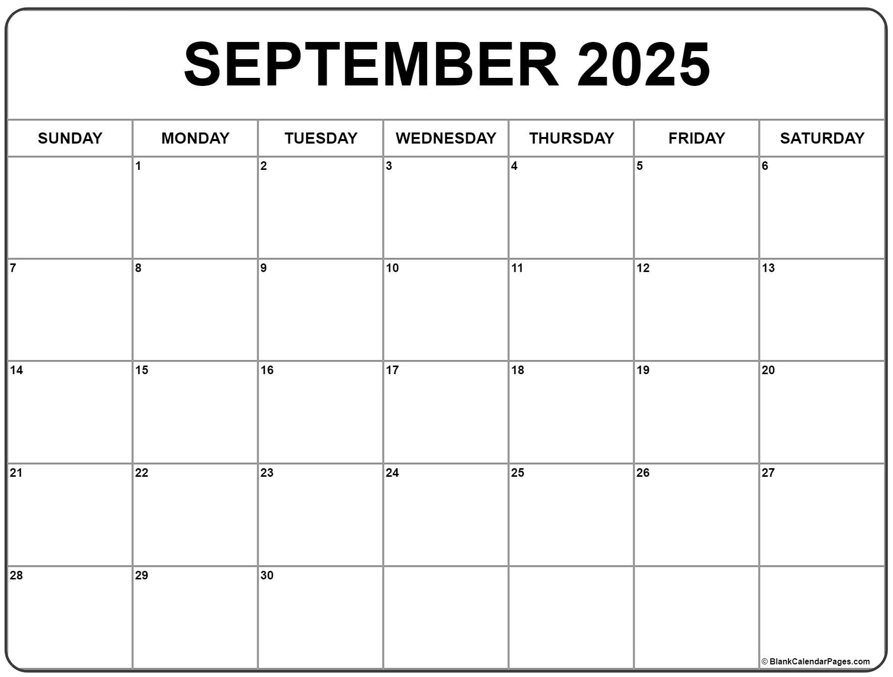September 2025 Calendar Free Printable Calendars