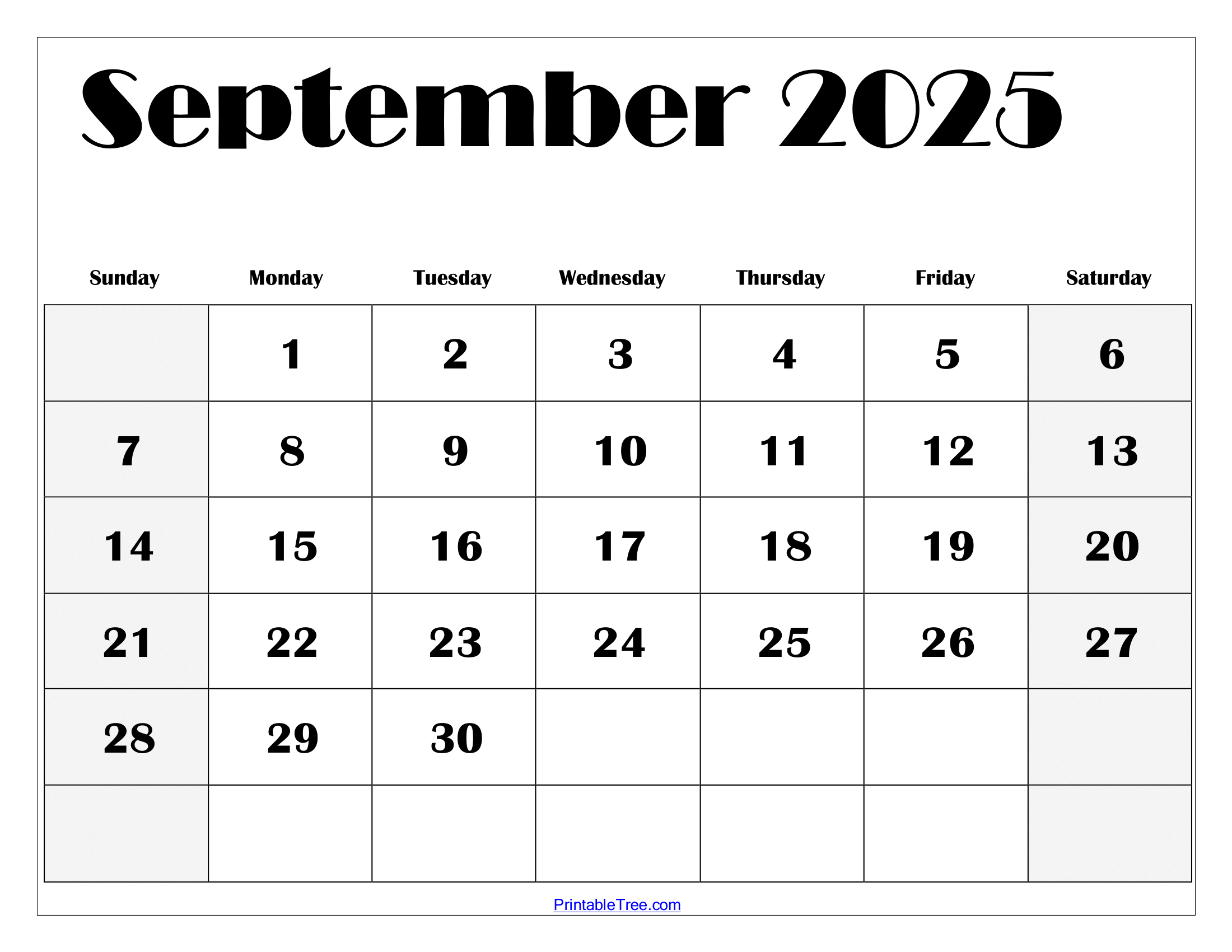 Blank Printable Sept 2025 Calendar Blank Printable Sept 2025 Calendar