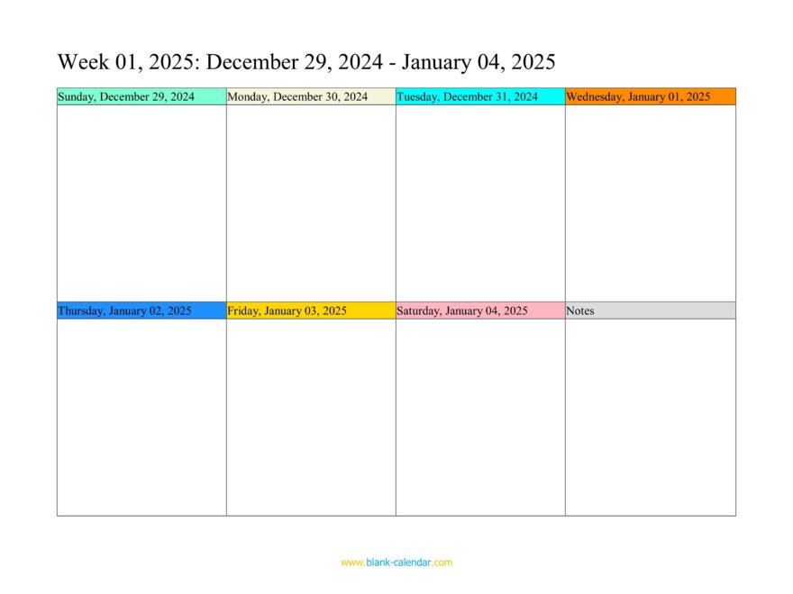 Weekly Calendar 2025 WORD EXCEL PDF