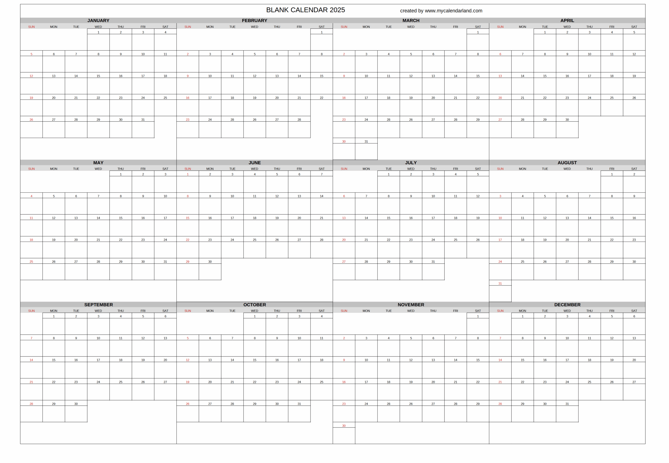 Yearly Printable Calendars For Free My Calendar Land Yearly Printable Calendars For Free My Calendar Land