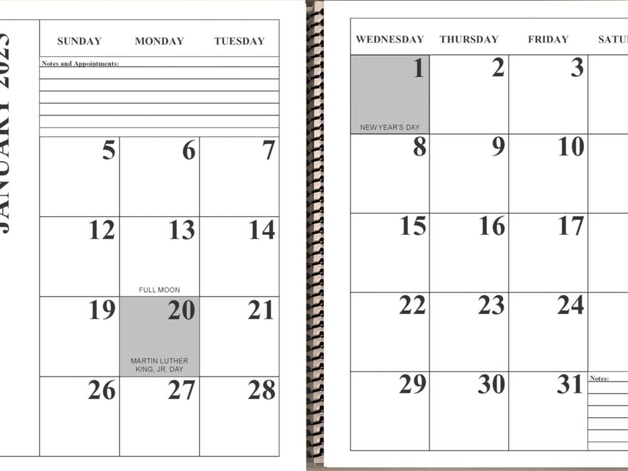 Amazon Jumbo Large Print Desktop Calendar 2025 Heavy Weight Paper Tough Calendar 17 X 11 Opened Up Or Closed It Is 11 X 8 5 13 months January 2025