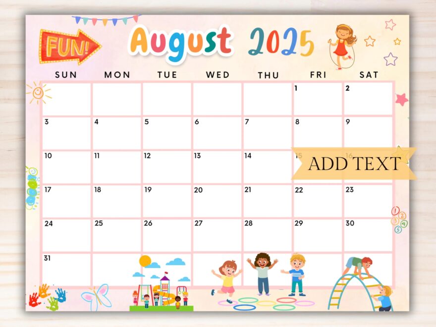 EDITABLE August 2025 Calendar Printable Calendar W Kids Fun Back To School Monthly Planner Kids School Schedule Kid Calendar School Etsy