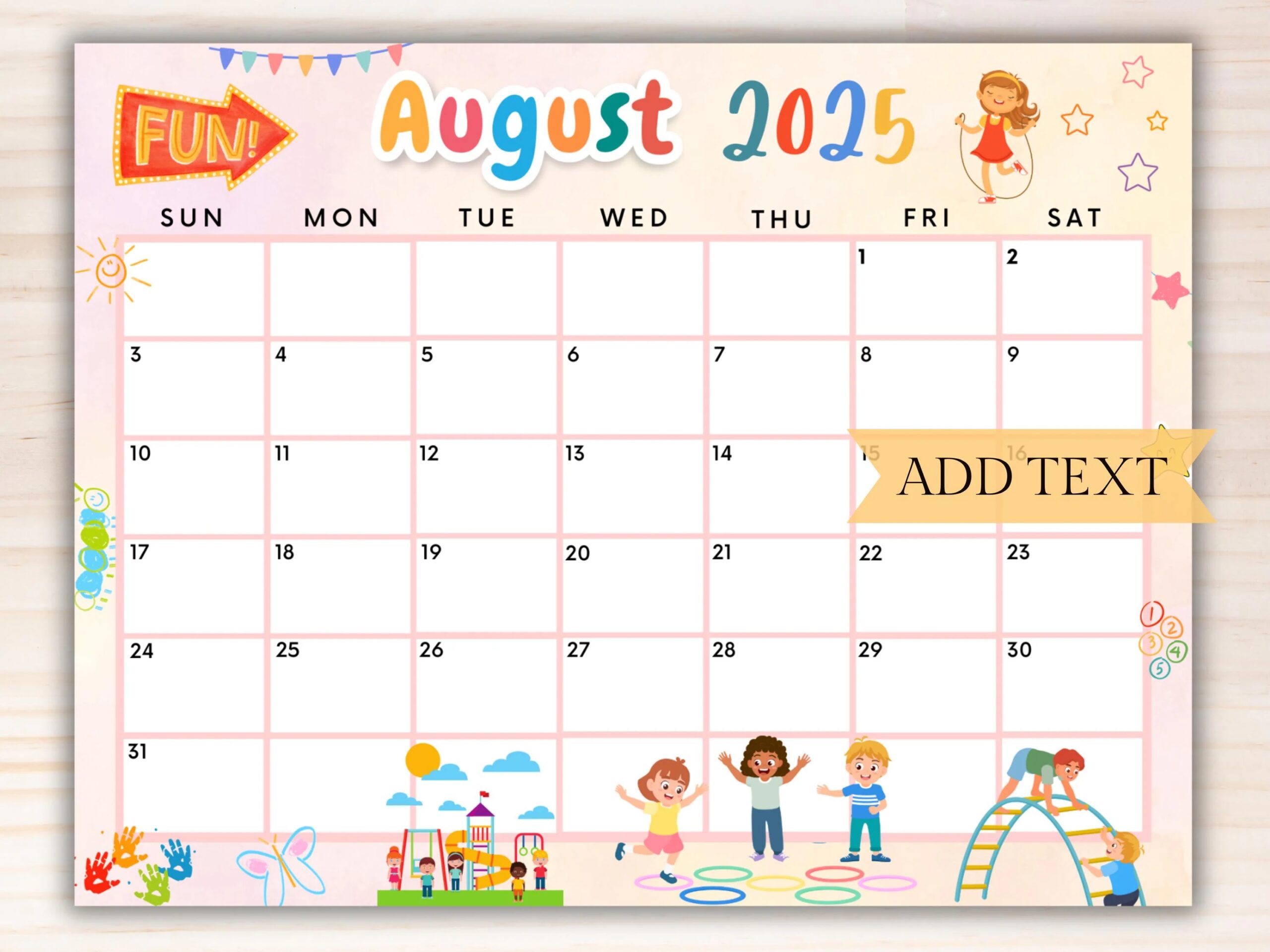 EDITABLE August 2025 Calendar Printable Calendar W Kids Fun Back To School Monthly Planner Kids School Schedule Kid Calendar School Etsy