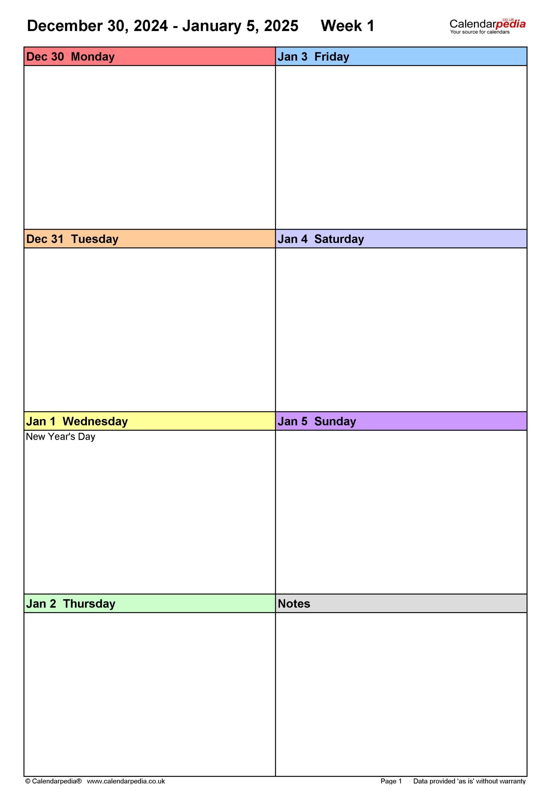 Blank Printable Weekly Calendar 2025 Blank Printable Weekly Calendar 2025